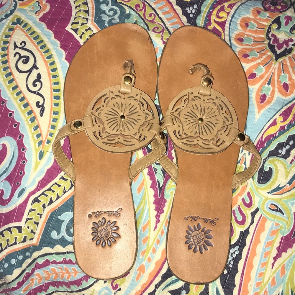 Yellow box flip flops